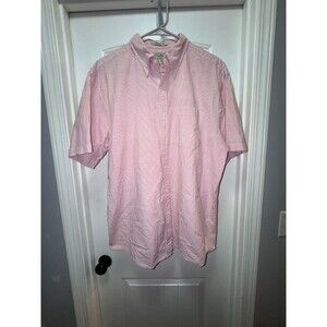 L.L.Bean Mens Large Traditional Fit Pink White Stripe Button Up